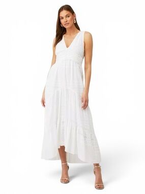 MISA Los Angeles White Eyelet Maxi Dress NWT Size Large Made in USA